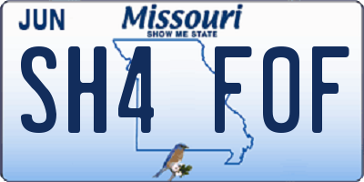 MO license plate SH4F0F