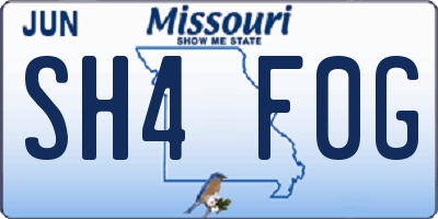 MO license plate SH4F0G