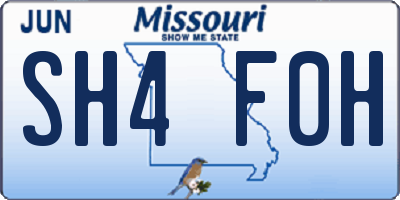 MO license plate SH4F0H