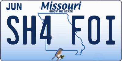 MO license plate SH4F0I