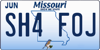 MO license plate SH4F0J