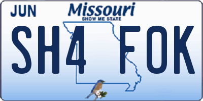 MO license plate SH4F0K