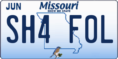 MO license plate SH4F0L