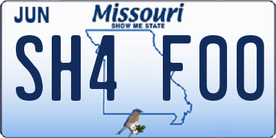 MO license plate SH4F0O