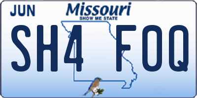 MO license plate SH4F0Q