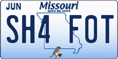 MO license plate SH4F0T