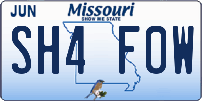 MO license plate SH4F0W