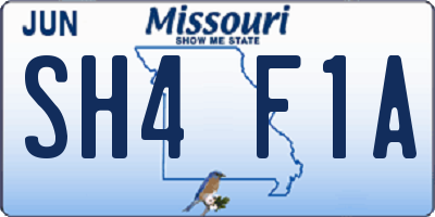 MO license plate SH4F1A