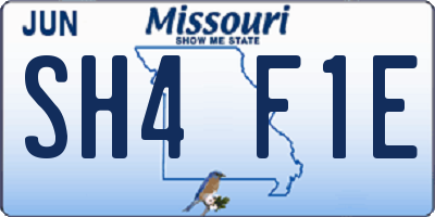 MO license plate SH4F1E