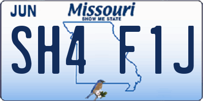 MO license plate SH4F1J