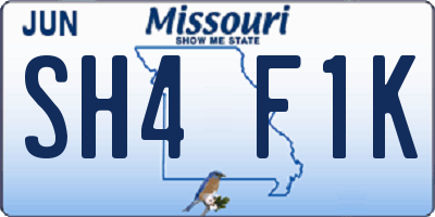 MO license plate SH4F1K