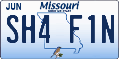 MO license plate SH4F1N
