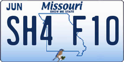MO license plate SH4F1O