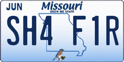 MO license plate SH4F1R