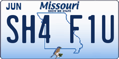 MO license plate SH4F1U