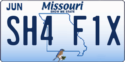 MO license plate SH4F1X