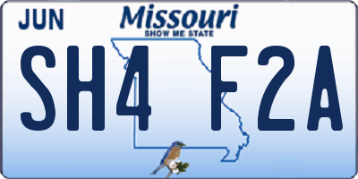 MO license plate SH4F2A