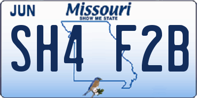 MO license plate SH4F2B