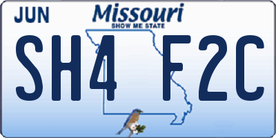 MO license plate SH4F2C