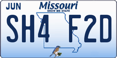 MO license plate SH4F2D