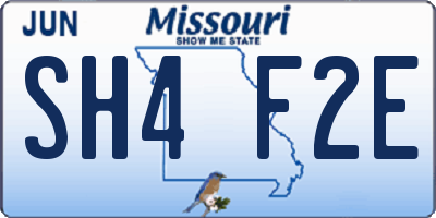 MO license plate SH4F2E