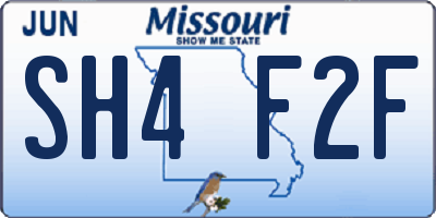 MO license plate SH4F2F