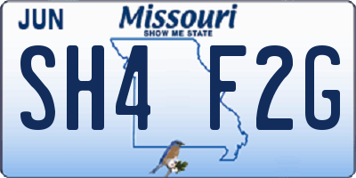 MO license plate SH4F2G