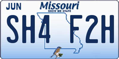 MO license plate SH4F2H