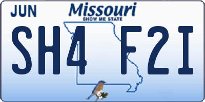 MO license plate SH4F2I