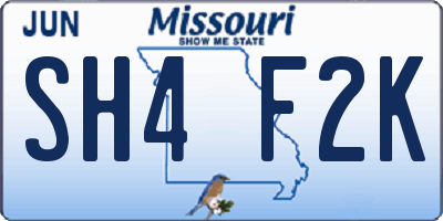 MO license plate SH4F2K