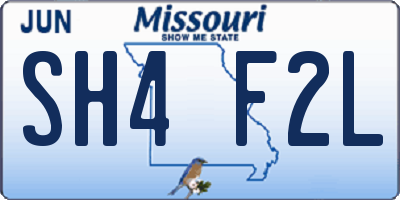 MO license plate SH4F2L