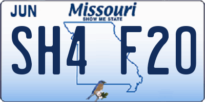 MO license plate SH4F2O