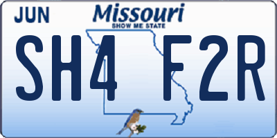MO license plate SH4F2R