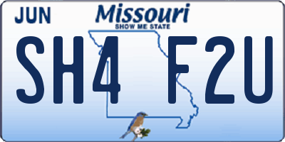 MO license plate SH4F2U
