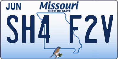 MO license plate SH4F2V