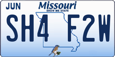 MO license plate SH4F2W