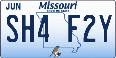 MO license plate SH4F2Y
