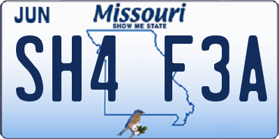MO license plate SH4F3A