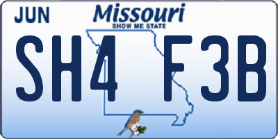 MO license plate SH4F3B