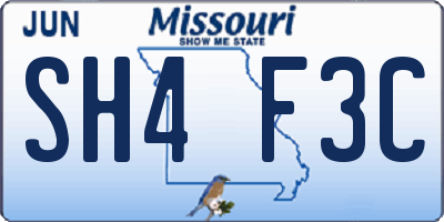 MO license plate SH4F3C