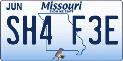 MO license plate SH4F3E