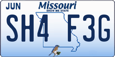 MO license plate SH4F3G