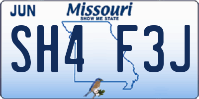 MO license plate SH4F3J