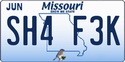MO license plate SH4F3K