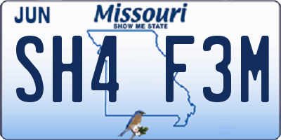 MO license plate SH4F3M