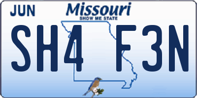 MO license plate SH4F3N