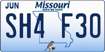 MO license plate SH4F3O