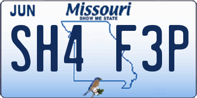 MO license plate SH4F3P