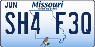 MO license plate SH4F3Q