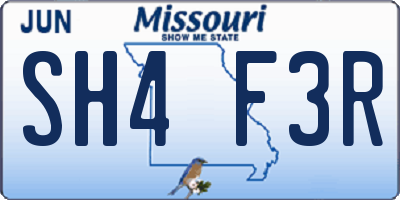 MO license plate SH4F3R